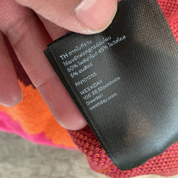 Weekday Maya Jacquard Knit Top Abstract Print Long Sleeve Sweater Size M - Picture 5 of 7